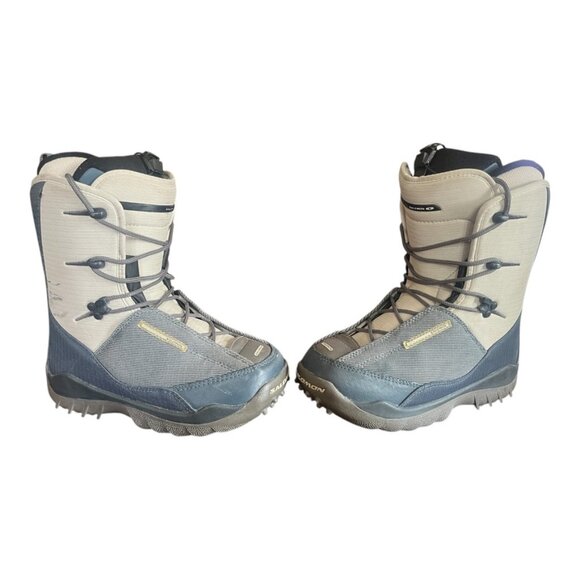 Salomon Thermicfit Women's Snowboard Boots Size 6 Cream/Blue Speed Lacing ❄️ - Picture 5 of 7